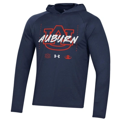 Shop Under Armour Navy Auburn Tigers 2023 On Court Bench Shooting Long Sleeve Hoodie T-shirt