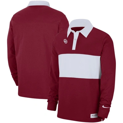 Shop Nike Crimson Oklahoma Sooners Striped Long Sleeve Polo