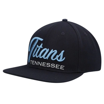 Pro Standard Men's  Navy Tennessee Titans Script Wordmark Snapback Hat In Navy
