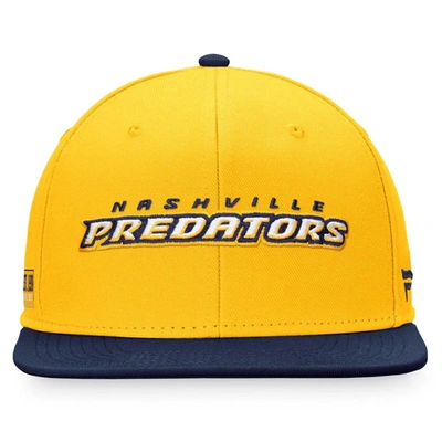 Shop Fanatics Branded Gold/navy Nashville Predators Iconic Color Blocked Snapback Hat