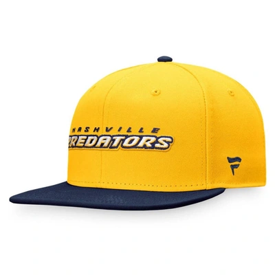 Shop Fanatics Branded Gold/navy Nashville Predators Iconic Color Blocked Snapback Hat
