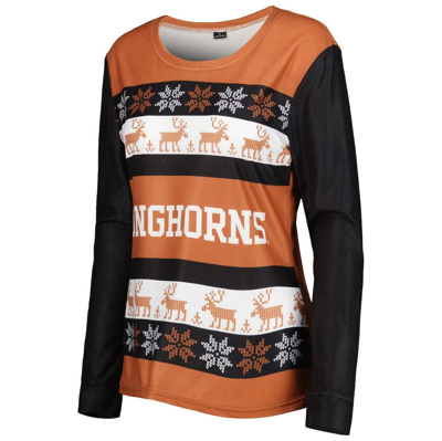 Shop Foco Texas Orange Texas Longhorns Ugly Long Sleeve T-shirt & Pajama Pants Sleep Set In Burnt Orange