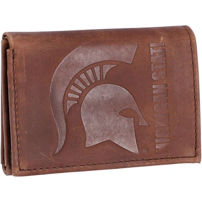 Shop Evergreen Enterprises Michigan State Spartans Leather Team Tri-fold Wallet In Brown