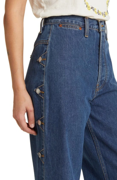 Shop Re/done Western High Waist Loose Fit Straight Leg Jeans In Rustic Indigo