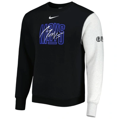 Shop Nike Black/heather Gray Dallas Mavericks Courtside Versus Force & Flight Pullover Sweatshirt