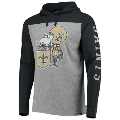 Shop 47 ' Heathered Gray New Orleans Saints Franklin Wooster Throwback Long Sleeve Hoodie T-shirt In Heather Gray
