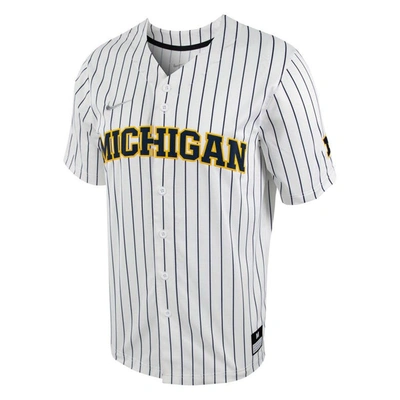 Shop Nike White/navy Michigan Wolverines Pinstripe Replica Full-button Baseball Jersey