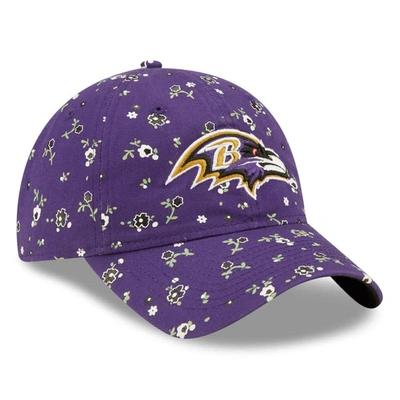 Shop New Era Purple Baltimore Ravens  Floral 9twenty Adjustable Hat