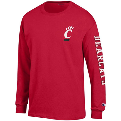 Shop Champion Red Cincinnati Bearcats Team Stack Long Sleeve T-shirt