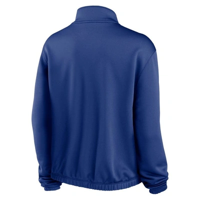 Shop Nike Royal St. Louis Cardinals Rewind Splice Half-zip Semi-cropped Bubble Hem Sweatshirt