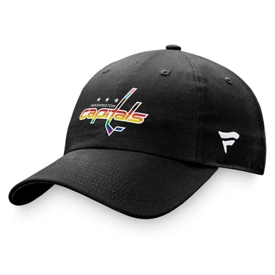 Shop Fanatics Branded Black Washington Capitals Team Logo Pride Adjustable Hat