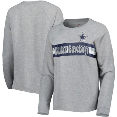 Shop Outerstuff Juniors Heathered Gray Dallas Cowboys All Striped Up Raglan Long Sleeve T-shirt In Heather Gray