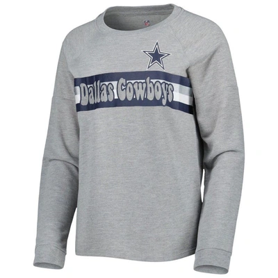 Shop Outerstuff Juniors Heathered Gray Dallas Cowboys All Striped Up Raglan Long Sleeve T-shirt In Heather Gray