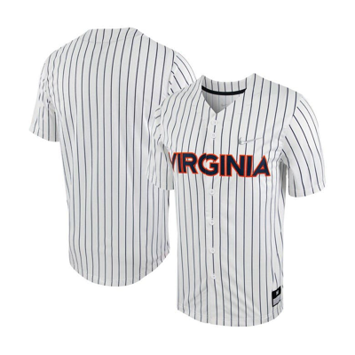 Shop Nike White/navy Virginia Cavaliers Pinstripe Replica Full-button Baseball Jersey