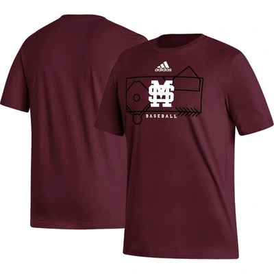Shop Adidas Originals Adidas Maroon Mississippi State Bulldogs Locker Lines Baseball Fresh T-shirt