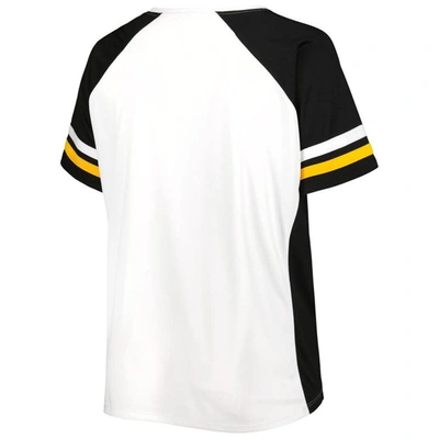Shop Profile White Pittsburgh Penguins Plus Size Notch Neck Raglan T-shirt