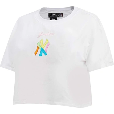 Shop Pro Standard White New York Yankees Washed Neon Cropped Boxy T-shirt