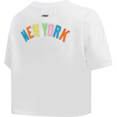 Shop Pro Standard White New York Yankees Washed Neon Cropped Boxy T-shirt