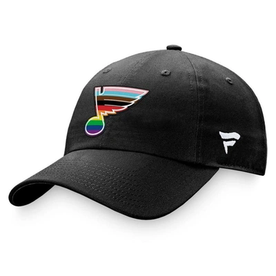 Shop Fanatics Branded Black St. Louis Blues Team Logo Pride Adjustable Hat