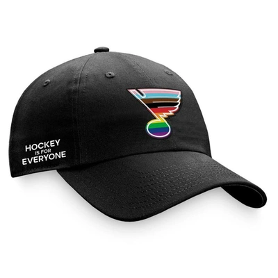 Shop Fanatics Branded Black St. Louis Blues Team Logo Pride Adjustable Hat