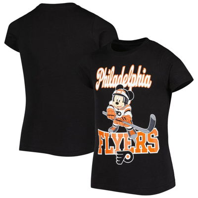 Shop Outerstuff Girls Youth Black Philadelphia Flyers Mickey Mouse Go Team Go T-shirt
