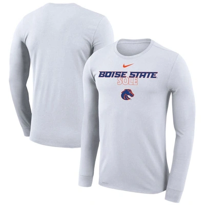 Shop Nike White Boise State Broncos 2023 On Court Bench Long Sleeve T-shirt
