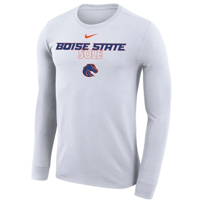 Shop Nike White Boise State Broncos 2023 On Court Bench Long Sleeve T-shirt
