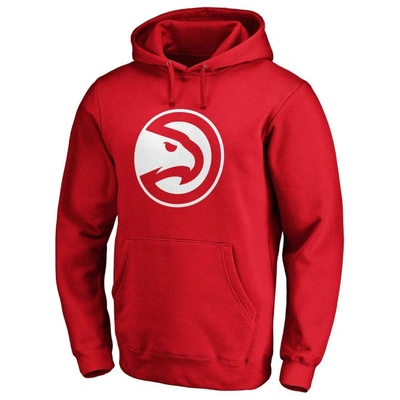Shop Fanatics Branded Red Atlanta Hawks Icon Primary Logo Fitted Pullover Hoodie