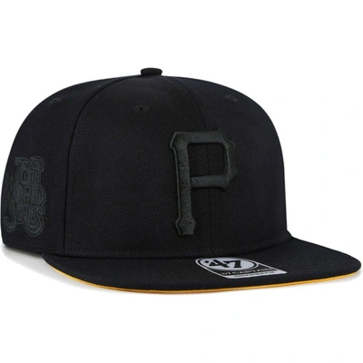 Shop 47 ' Pittsburgh Pirates Black On Black Sure Shot Captain Snapback Hat