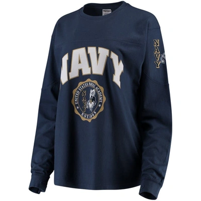 Shop Pressbox Navy Navy Midshipmen Edith Long Sleeve T-shirt