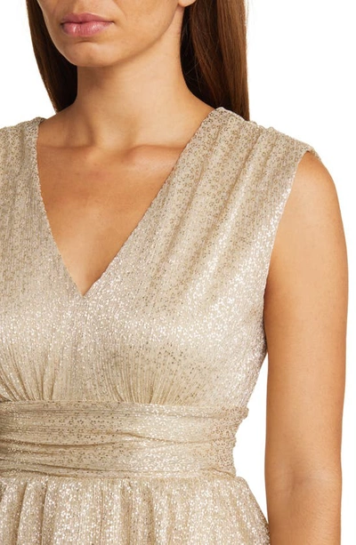 Shop Lilly Pulitzer Faye Metallic Ruffle Cocktail Dress In Gold