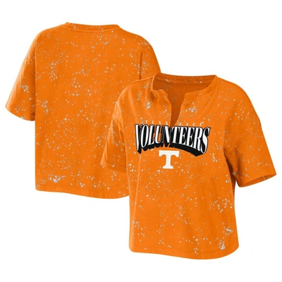 Shop Wear By Erin Andrews Tennessee Orange Tennessee Volunteers Bleach Wash Splatter Cropped Notch Neck T