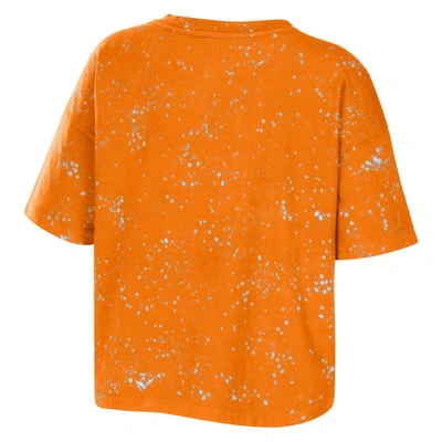 Shop Wear By Erin Andrews Tennessee Orange Tennessee Volunteers Bleach Wash Splatter Cropped Notch Neck T