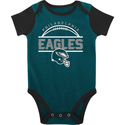 Shop Outerstuff Newborn & Infant Midnight Green/black Philadelphia Eagles Home Field Advantage Three-piece Bodysuit,