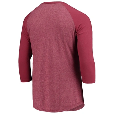 Majestic Men's Washington Commanders  Threads Burgundy Wordmark 3/4-sleeve Raglan Tri-blend T-shirt In Burgundy