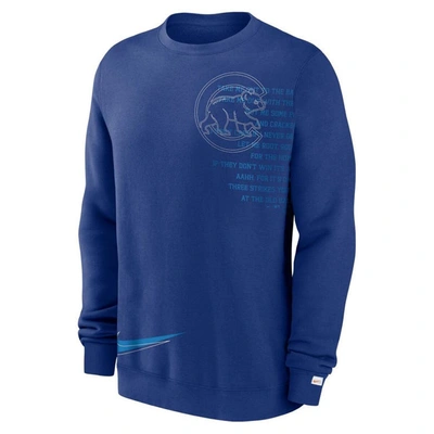 Shop Nike Royal Chicago Cubs Statement Ball Game Fleece Pullover Sweatshirt