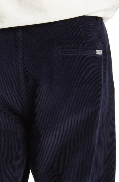 Shop Forét Shed Pleated Corduroy Pants In Navy