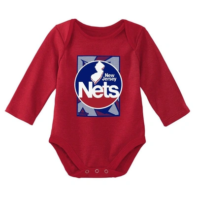 Shop Mitchell & Ness Infant  Blue/red New Jersey Nets Hardwood Classics Bodysuits & Cuffed Knit Hat Set