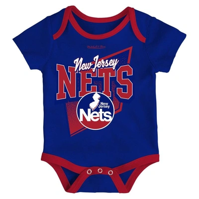 Shop Mitchell & Ness Infant  Blue/red New Jersey Nets Hardwood Classics Bodysuits & Cuffed Knit Hat Set