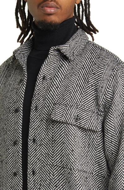 Shop Topman Herringbone Overshirt In Black