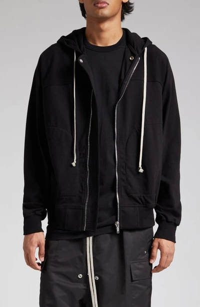 Shop Rick Owens Oversize Cotton Zip Hoodie In Black