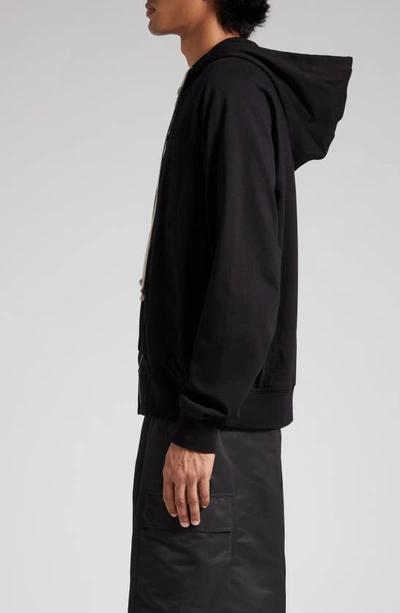 Shop Rick Owens Oversize Cotton Zip Hoodie In Black