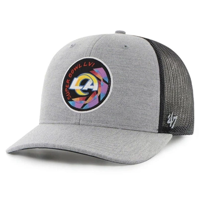 Shop 47 ' Gray/black Los Angeles Rams Super Bowl Lvi Bound Aperture Trucker Adjustable Hat