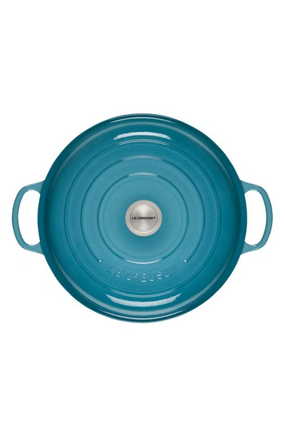 Shop Le Creuset Signature 3.5-quart Enameled Cast Iron Braiser In Caribbean