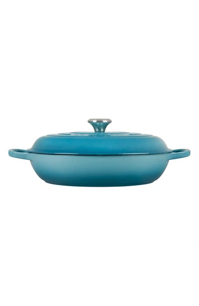 Shop Le Creuset Signature 3.5-quart Enameled Cast Iron Braiser In Caribbean