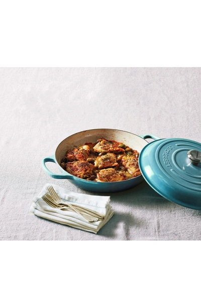 Shop Le Creuset Signature 3.5-quart Enameled Cast Iron Braiser In Caribbean