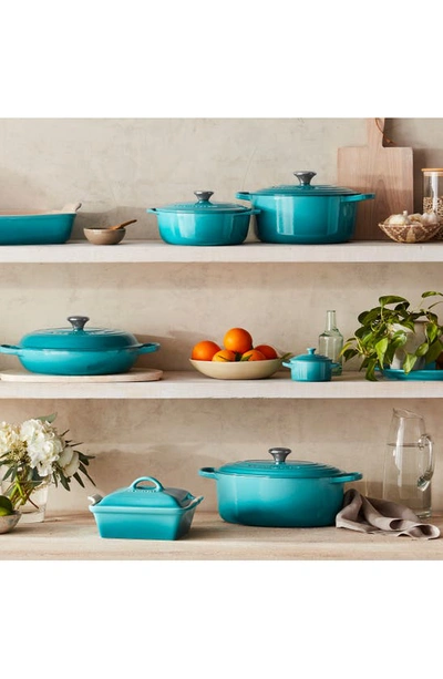 Shop Le Creuset Signature 3.5-quart Enameled Cast Iron Braiser In Caribbean