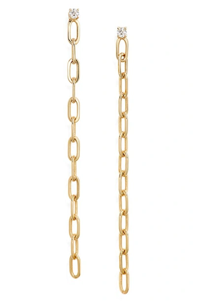 Shop Ef Collection Diamond Chain Link Drop Earrings In Yellow Gold