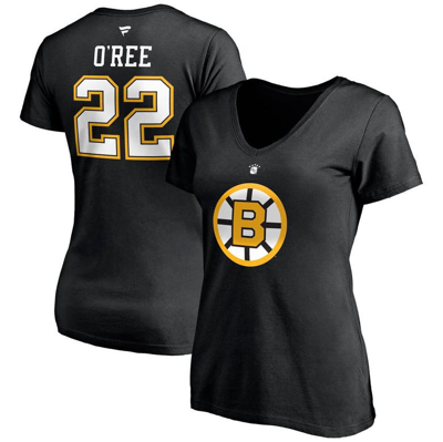Fanatics Women's Willie O'ree Black Boston Bruins Authentic Stack Retired Player Name And Number V-neck T-shi In Black