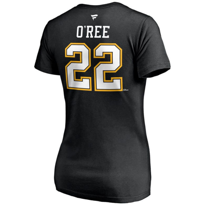Fanatics Women's Willie O'ree Black Boston Bruins Authentic Stack Retired Player Name And Number V-neck T-shi In Black